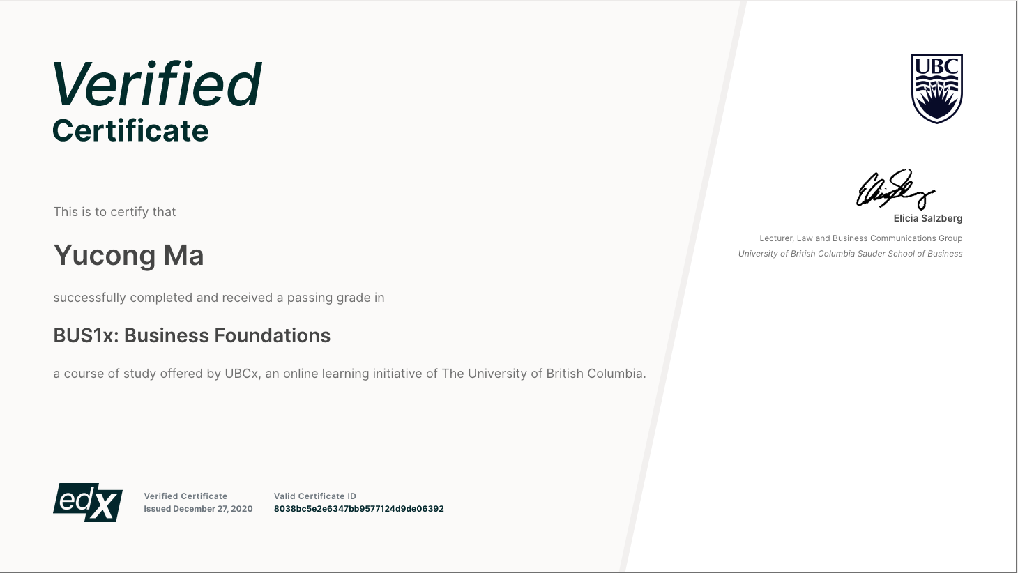 business certificate